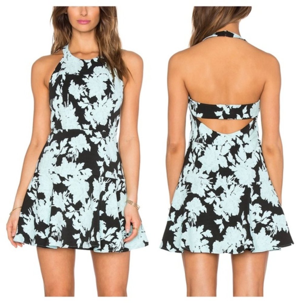 Parker Blue Floral Jacquard Dress NWT S Fit Flare